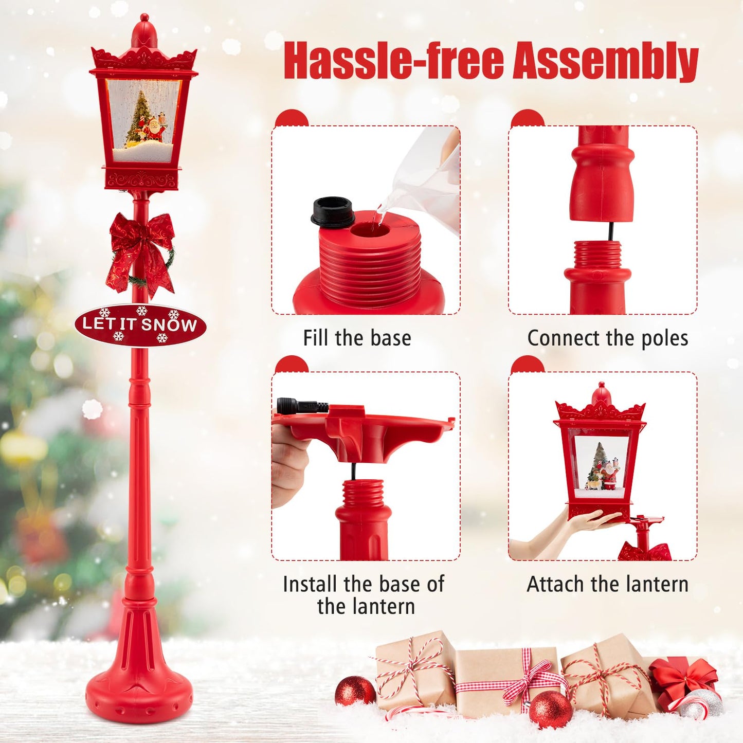 Christmas Street Lamp, Musical Festive Lamp Post with LED Lights