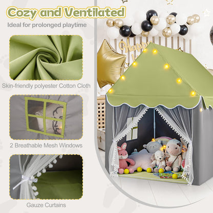 Large Kids Play House with Washable Mat and Star Lights