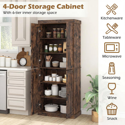Tall Kitchen Cupboard, Pantry Storage Cabinet with 4 Doors