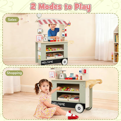 Kids Snacks and Sweets Food Cart Toy Cart Play Set with POS Machine
