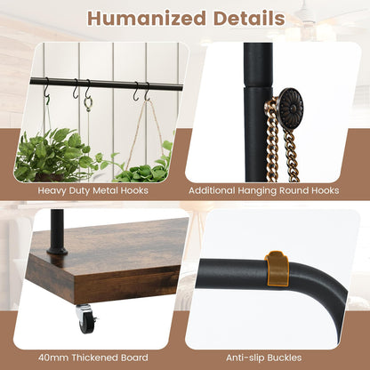 Industrial Clothes Rack Rolling Garment Rack with Bottom Storage Shelf