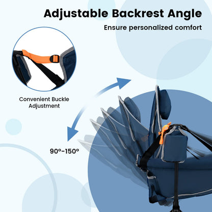 Folding Hammock Camping Chair with Adjustable Back Head Pillow