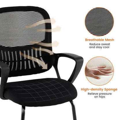 2PCS Conference Chairs, Metal Base Reception Chairs with Breathable Mesh Back