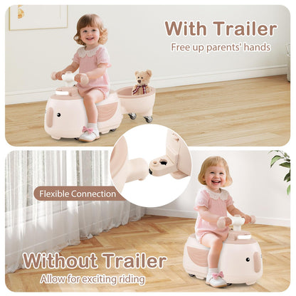 Toddler Ride on Toy with Trailer Sliding Car with Light and Music