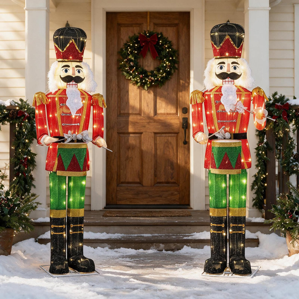 5FT Animated Nutcracker, Light Up Christmas Drummer Decoration