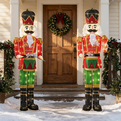5FT Animated Nutcracker, Light Up Christmas Drummer Decoration