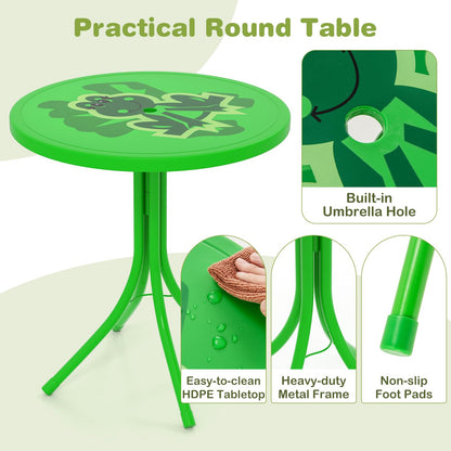 Outdoor Children Picnic Table with 2 Folding Chairs & Height Adjustable Umbrella