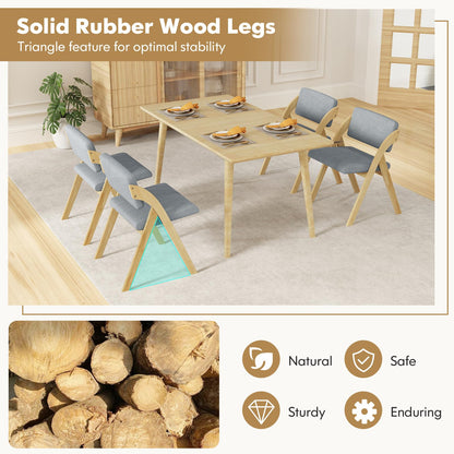 Wooden Counter Dining Chairs with Linen Fabric Seat Set of 2