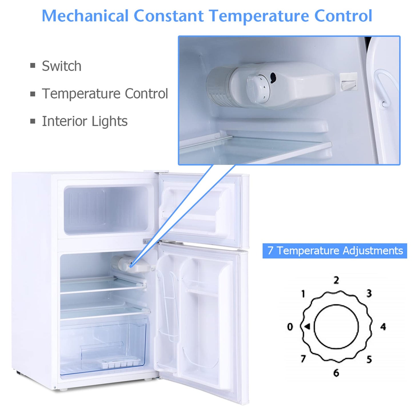 90L Freestanding Undercounter Refrigerator with 2 Reversible Door