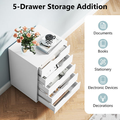 5 Drawer Chest with Lockable Wheels for Home Office