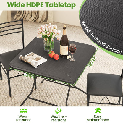 80 x 80 x 75cm Outdoor Portable Square Camping Trestle Table with HDPE Top