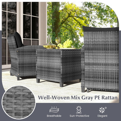 5-Piece Rattan Garden Furniture Set, Patio Conversation Set with 2 Chairs