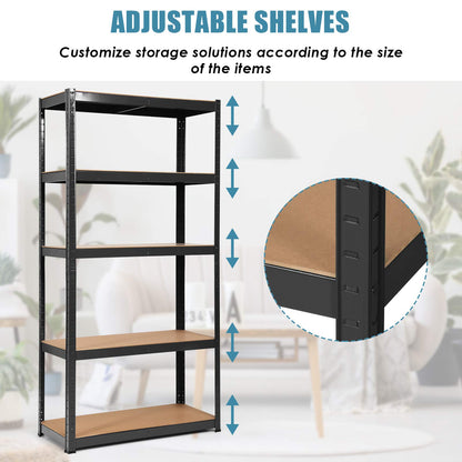 5-Tier Storage Rack with Boltless Shelving and Adjustable Shelves