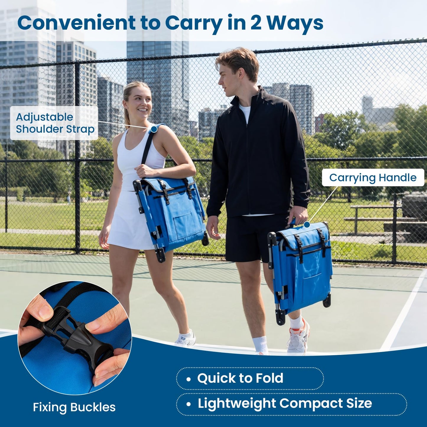 Foldable Stadium Seat, Padded Camping Chair with Back Support