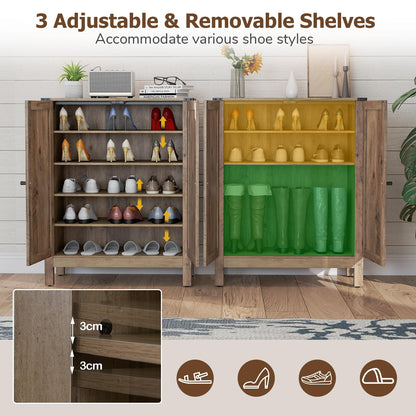 6-Tier Farmhouse Shoe Storage Organizer Freestanding Wooden Shoe Rack