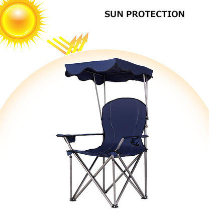 Folding Beach Chair with Shade Canopy and Carry Bag