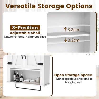 Bathroom Wall Cabinet, Farmhouse Over-The-Toilet Storage Cupboard