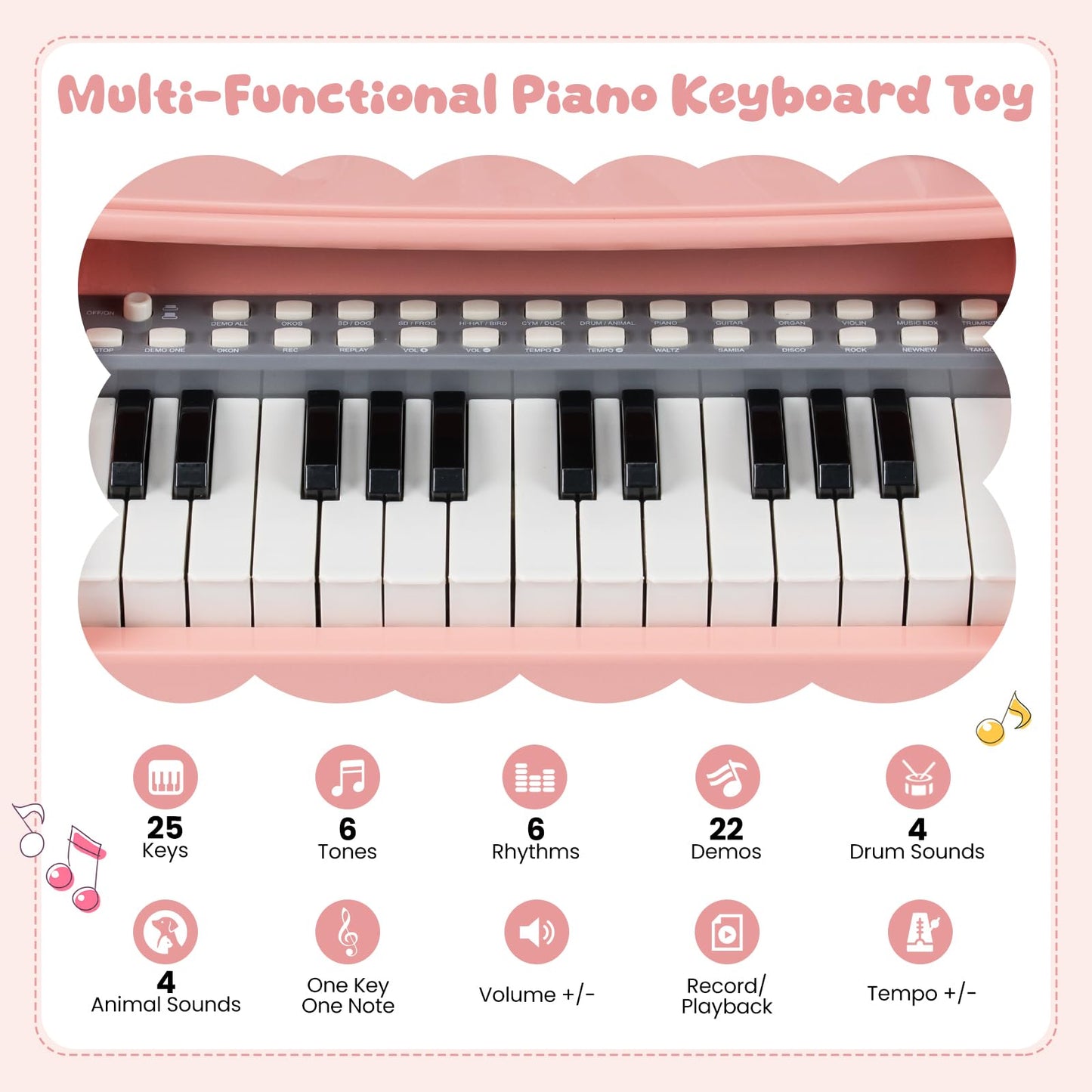 Mini Keyboard Piano for Kids 25 Keys Electric Piano with Music Stand and Microphone