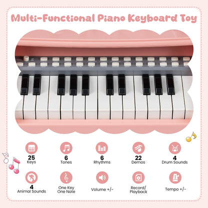 Mini Keyboard Piano for Kids 25 Keys Electric Piano with Music Stand and Microphone