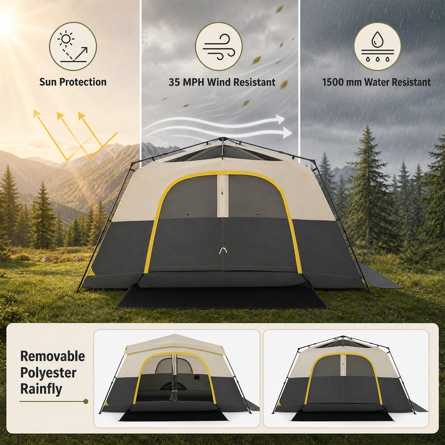 399 x 267 cm 10 Person Instant Cabin Camping Tent with Rainfly