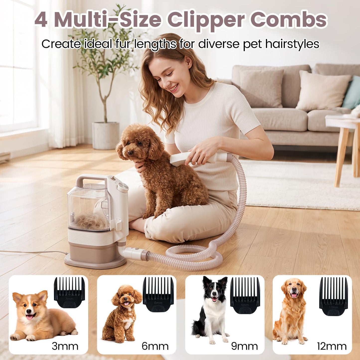 5-in-1 Dog Grooming Vacuum Kit for Shedding with 3 Suction Modes