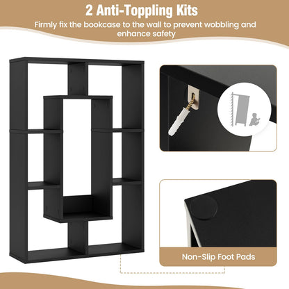 7-Cube Geometric Bookshelf Open Bookcase with Anti-Toppling Device