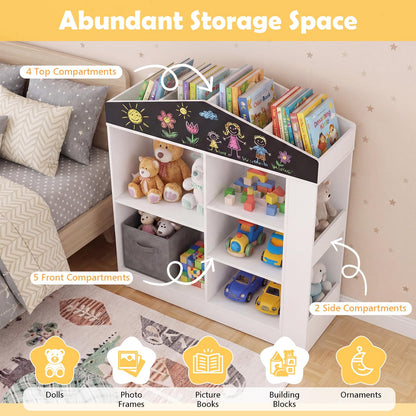 Wooden Book & Toy Storage Organizer, House Shaped Children Bookcase