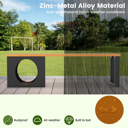 150 CM 3-Person Long Outdoor Metal Bench with Cat House and Scratching Pad