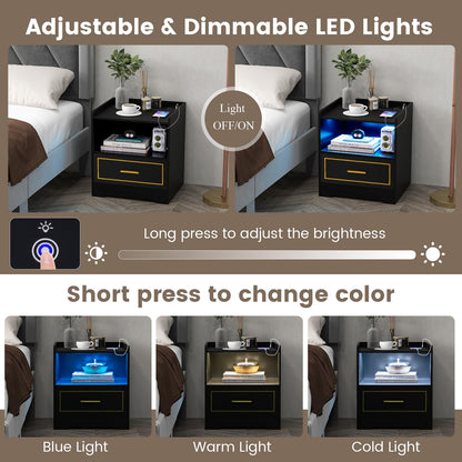 LED Nightstand with USB and Type-C Port