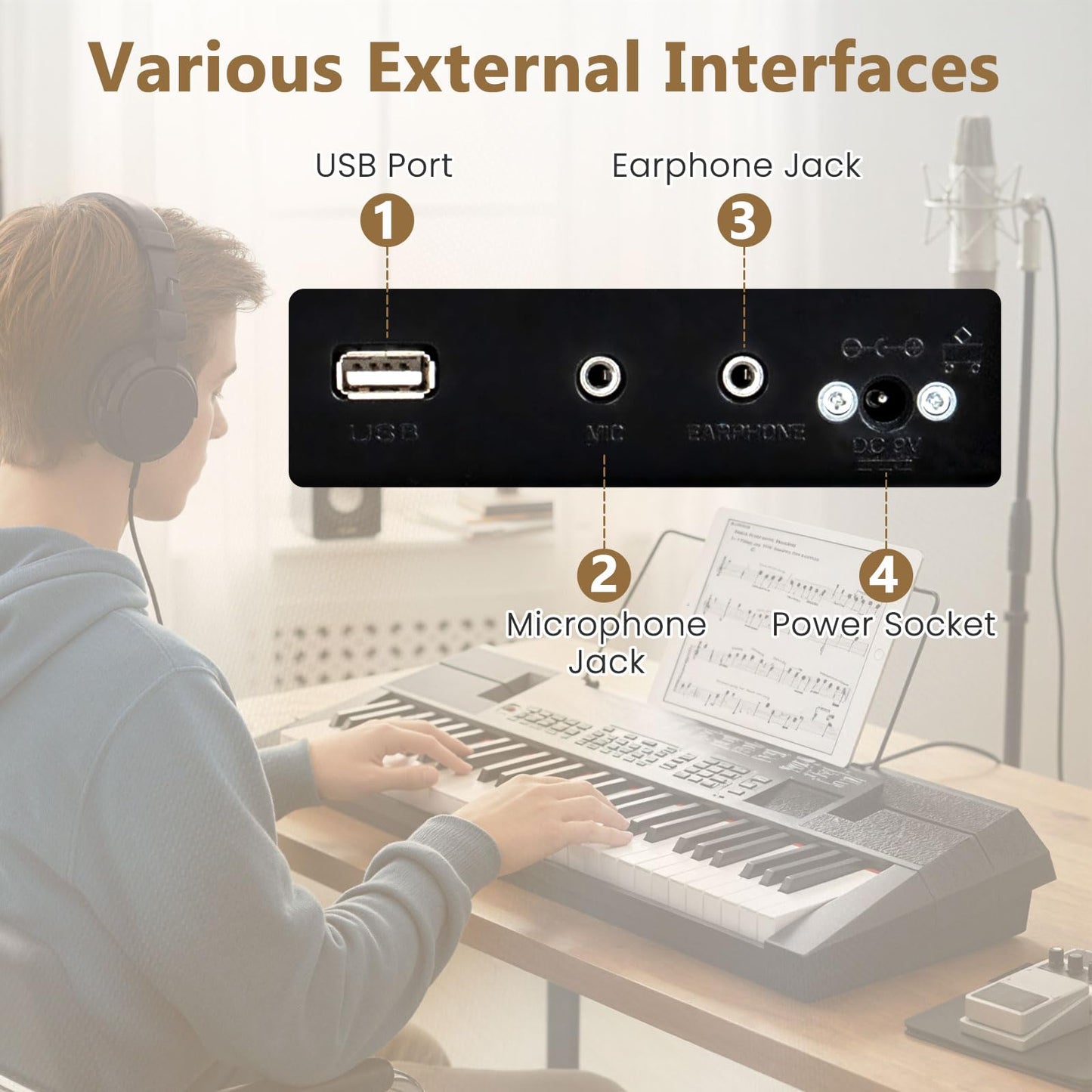 54 Key Keyboard Piano, Portable Digital Piano with 200 Rhythms