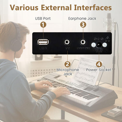 54 Key Keyboard Piano, Portable Digital Piano with 200 Rhythms