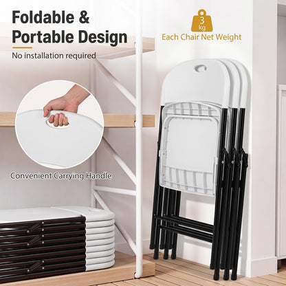 Foldable Plastic Chairs with Ergonomic Backrest and Metal Legs