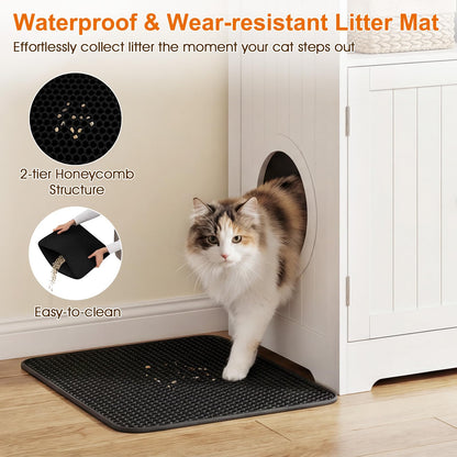 Cat Litter Box Enclosure, Wooden Kitty Hidden Washroom Furniture