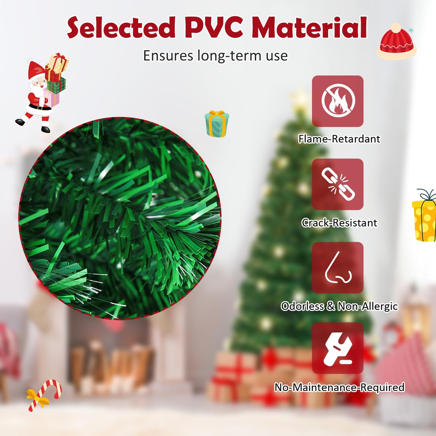 5/6FT Fiber Optic Artificial Christmas Tree with 21 Star LED Lights