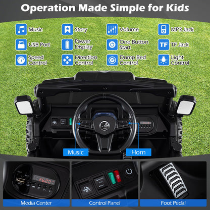 24V Ride on Dump Truck with Electric Dump Bed 4WD with Remote and Music