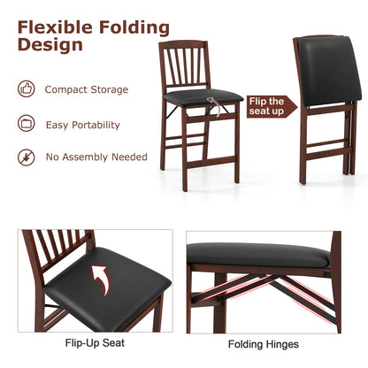 Set of 2 Counter Height Chairs Folding Kitchen Island Stool