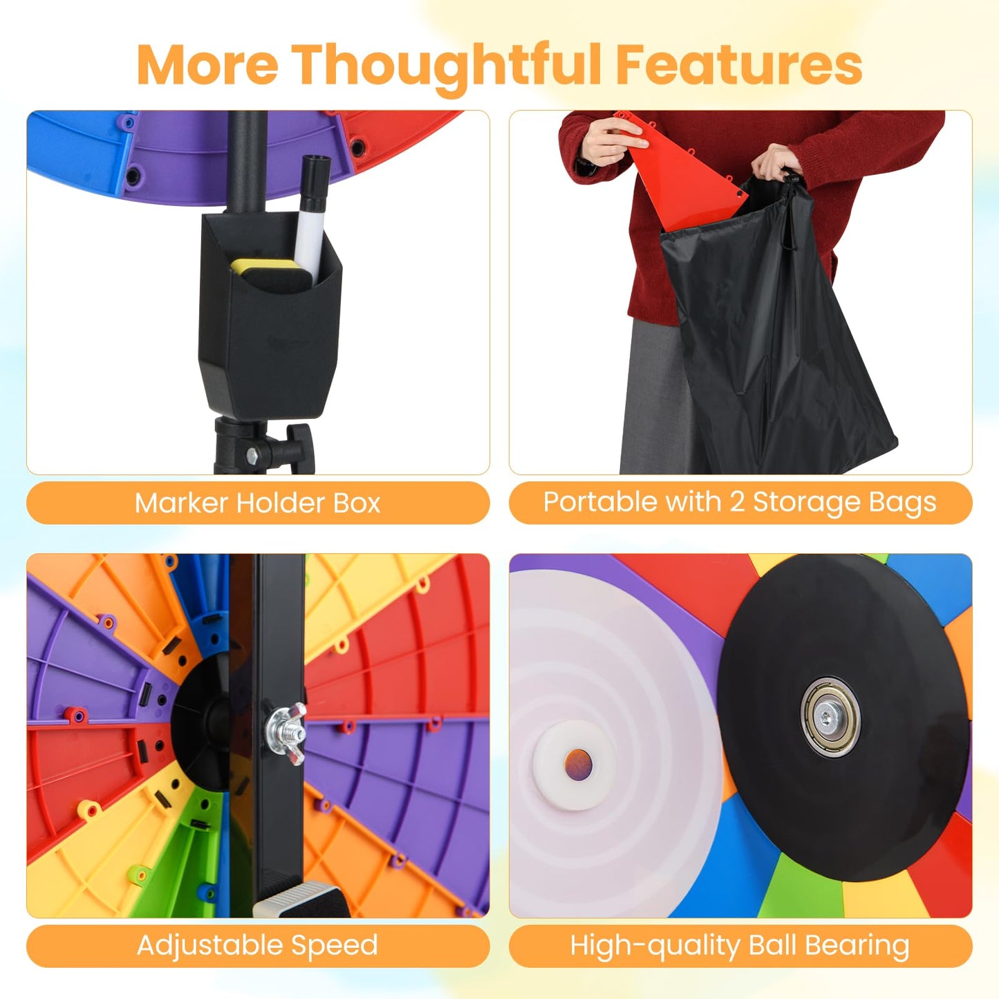 60 CM Portable and Height Adjustable Spinning Wheel with Folding Tripod Stand