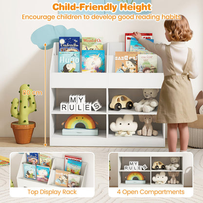 Kids Bookshelf, Wooden Toddler Toy Organizer
