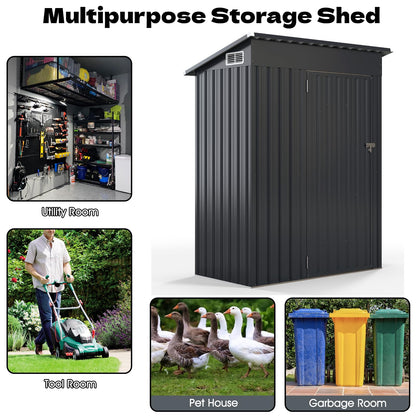 5x3FT Metal Garden Shed Galvanized Outdoor Storage Shed with 2 Air Vents