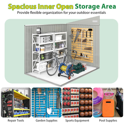 Triple Door Storage Shed with Galvanized Steel Tool and Bike Storage