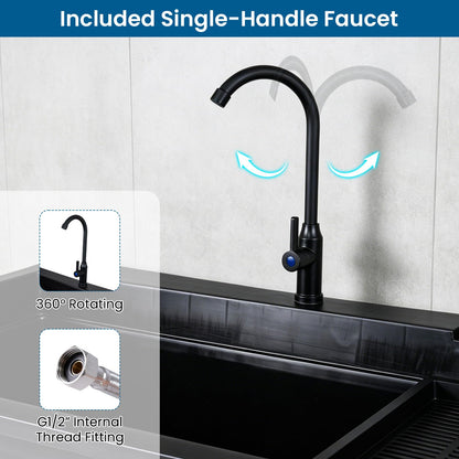 100L Kitchen Sink, Free Standing Catering Sink with Rotating Faucet