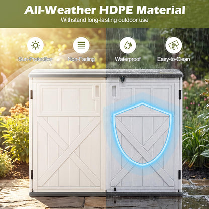 Outdoor Storage Box, All Weather Resistant Garden Shed with 3-Level Adjustable Shelf