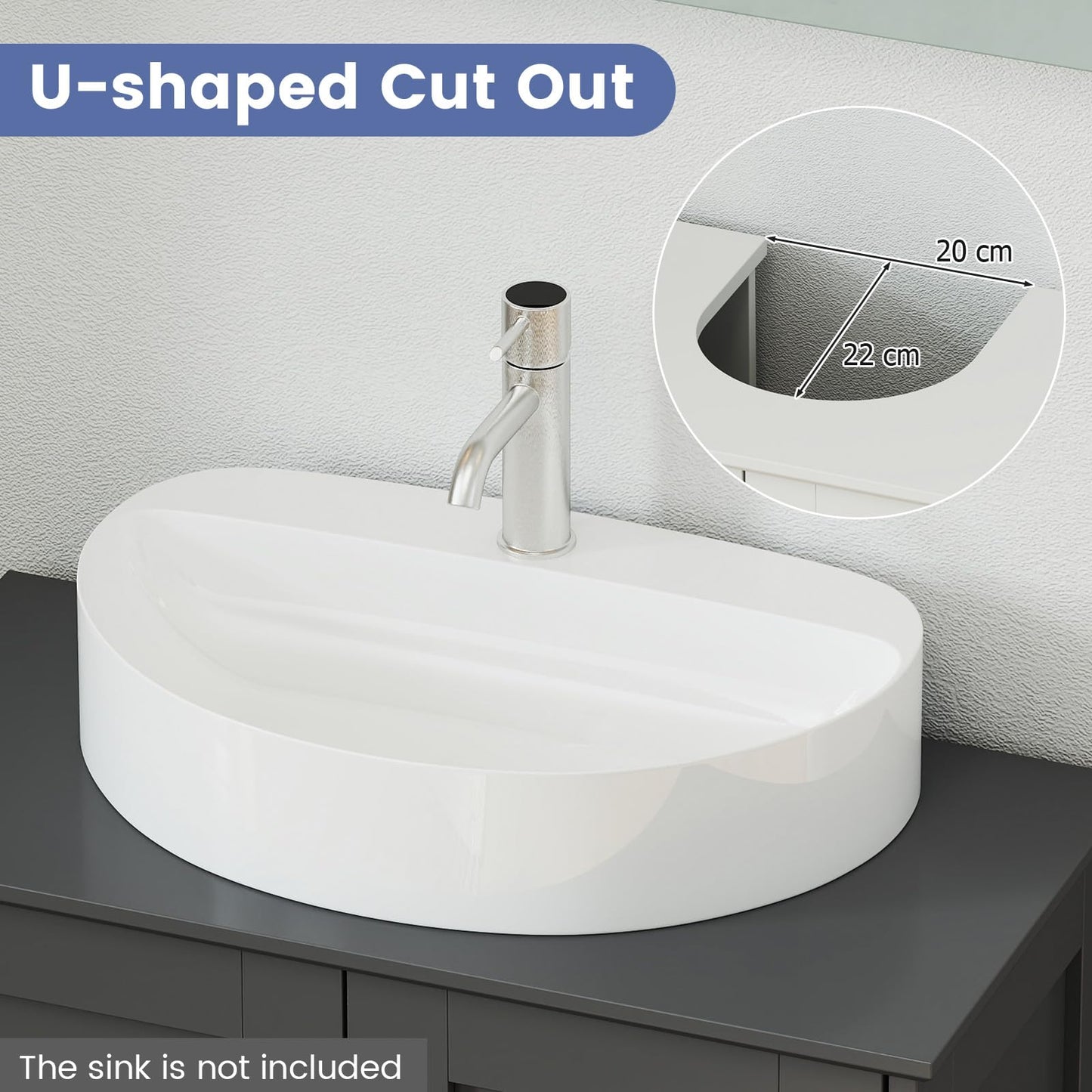 Freestanding Bathroom Floor Cabinet with Double Doors and Adjustable Shelf