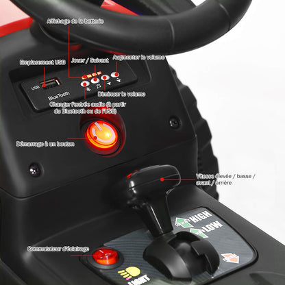 12V Kids Ride On Tractor with Trailer Music and LED Lights