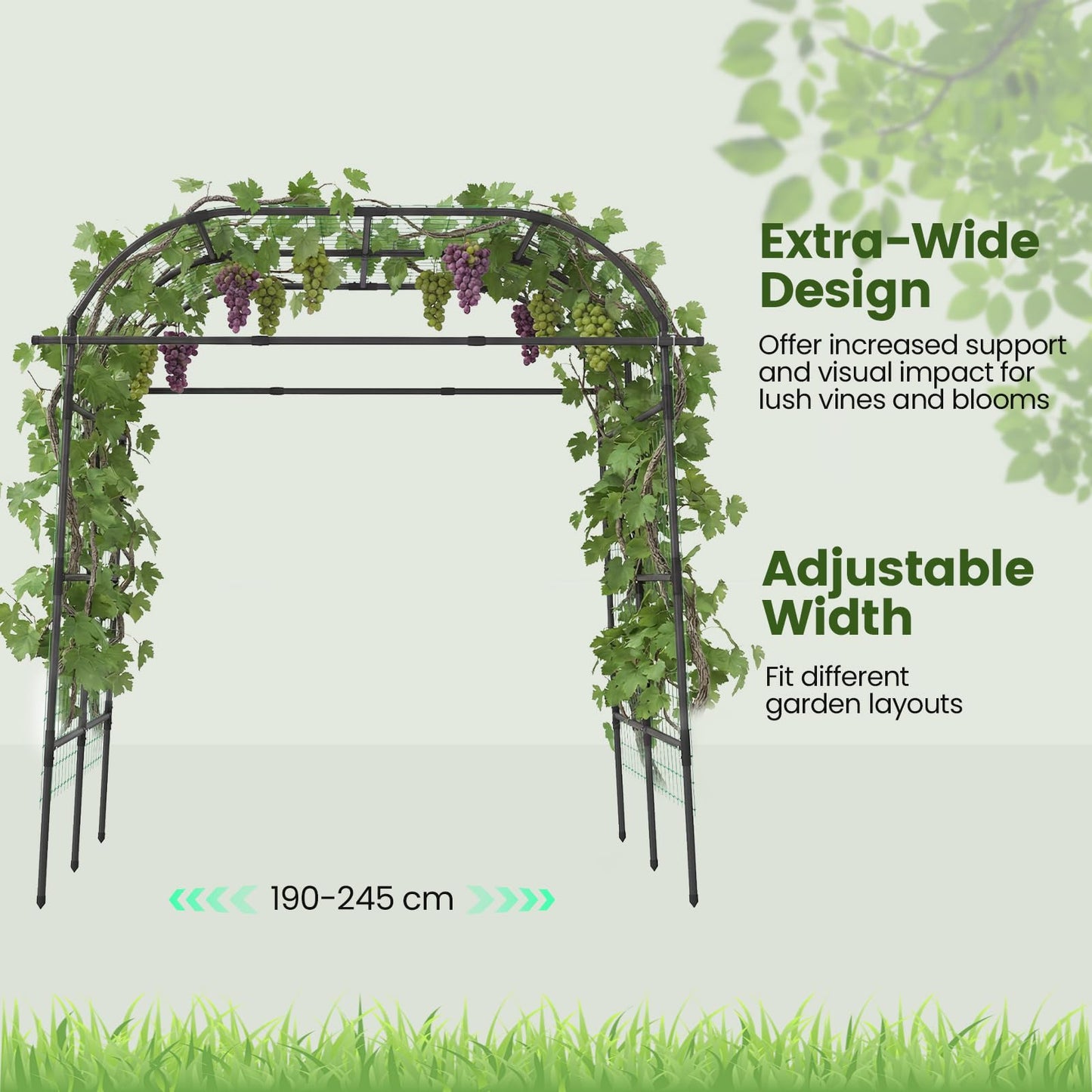 7.5FT/230CM Garden Arch Trellis, Large Plant Archway Tunnel with Netting