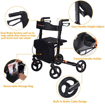 Lightweight Aluminium Folding Walking Mobility Aid With 4 Wheels