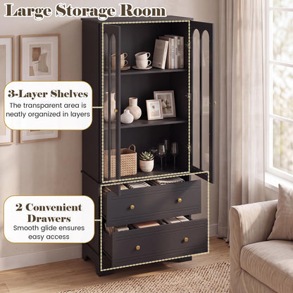180cm Tall Kitchen Cupboard with Glass Doors