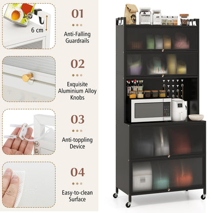 5 or 6 Tier Kitchen Pantry Cabinet Buffet Cabinet with Hutch