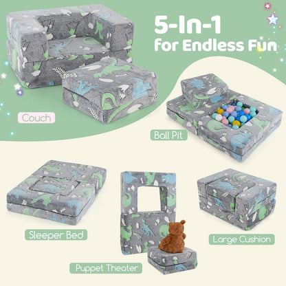 Toddler Play Couch with Machine Washable Cover and High-density Foam Filling