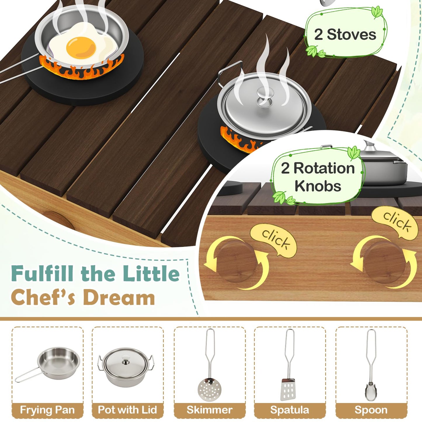 Pretend Mud Kitchen Play Kitchen with Removable Sink and Planter Boxes